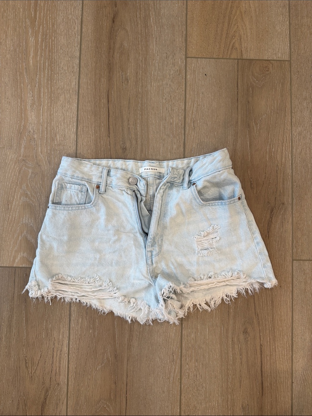 PacSun Pale Blue Frayed Hem Denim Shorts